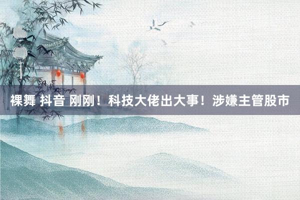 裸舞 抖音 刚刚！科技大佬出大事！涉嫌主管股市
