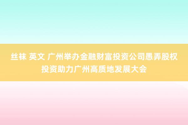 丝袜 英文 广州举办金融财富投资公司愚弄股权投资助力广州高质地发展大会