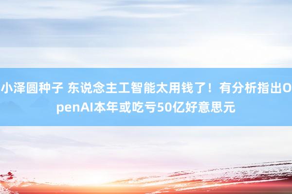 小泽圆种子 东说念主工智能太用钱了！有分析指出OpenAI本年或吃亏50亿好意思元