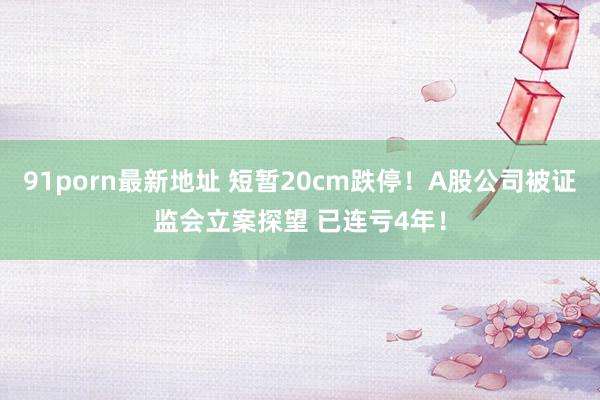 91porn最新地址 短暂20cm跌停！A股公司被证监会立案探望 已连亏4年！